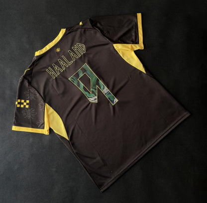 Manchester City Haaland Shape Shifters away jersey, back view with Norway Northern Lights 9 embroidery