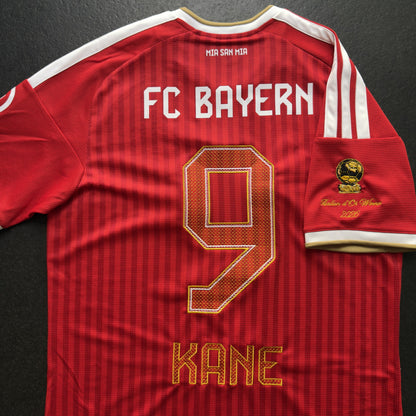 Back of the Kane Ballon d'Or home jersey showing the gold 9, KANE nameset and sleeve patch